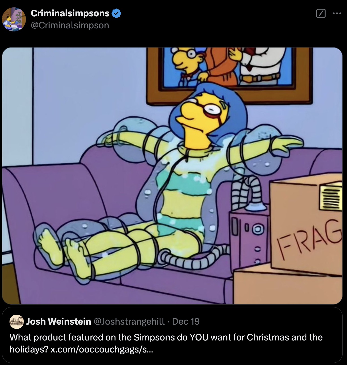 jacuzzi suit simpsons - Criminalsimpsons In Frag Josh Weinstein Dec 19 What product featured on the Simpsons do You want for Christmas and the holidays? x.comooccouchgagss...